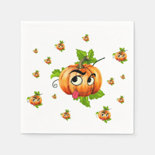 Serviette En Papier Visage de Citrouille drôle d'Halloween