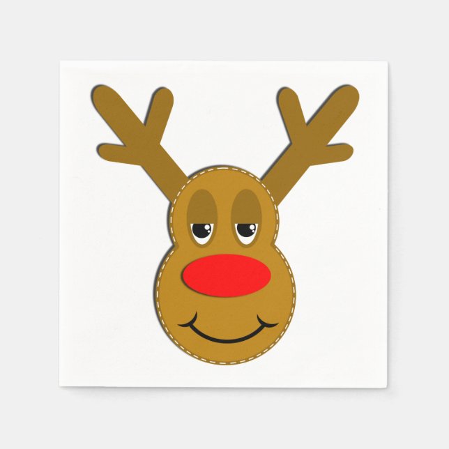 Serviette En Papier Visage de rennes de Noël (Devant)