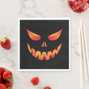 Serviette En Papier Visage du Citrouille brûlant d'Halloween