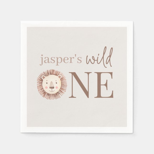 Serviette En Papier Visage d'un lion sauvage (Devant)