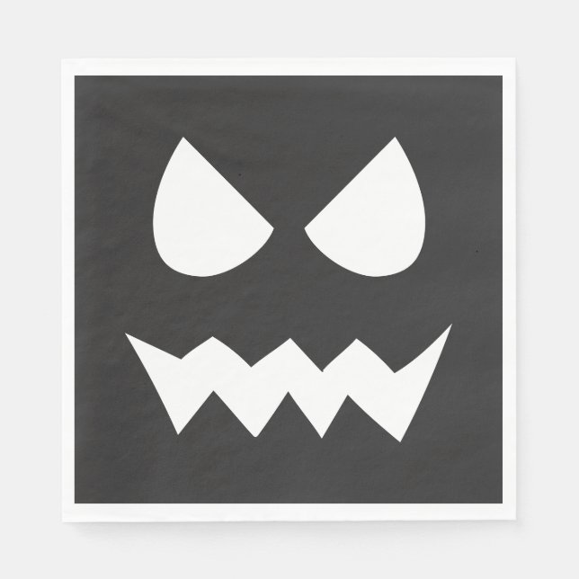 Serviette En Papier Visage fantôme d'Halloween noir et blanc (Devant)