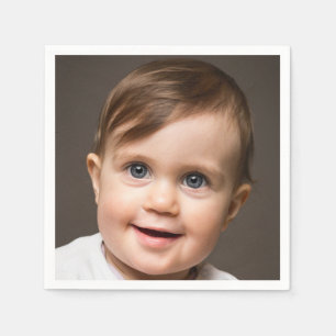 Serviette En Papier Visage photo bébé   Fun Party