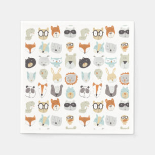 Serviette En Papier Visages conviviaux   Portraits d'animaux mignons