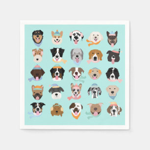 Serviette En Papier Visages de chiens d'hiver