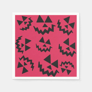 Serviette En Papier Visages de lanterne rose et noir Jack o’