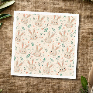Serviette En Papier Visages de lapin miniature vintage avec motif de r