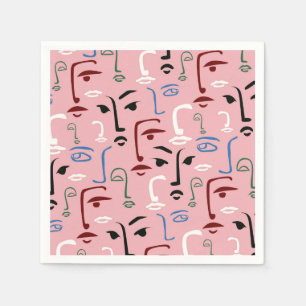 Serviette En Papier Visages monochromes