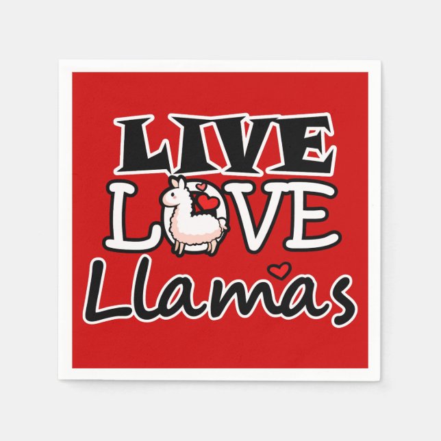 Serviette En Papier Vivre, Amour, Llamas (Devant)