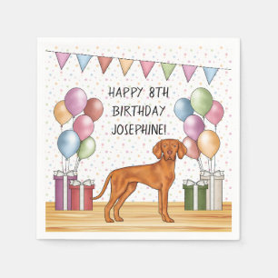 Serviette En Papier Vizsla hongroise coloré Pastel Joyeux Anniversaire
