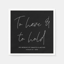 Serviette En Papier Vœux de calligraphie moderne mariage noir