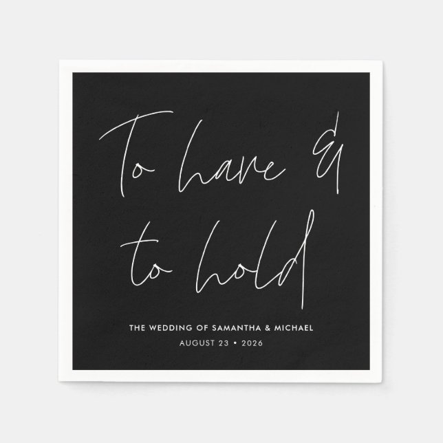 Serviette En Papier Vœux de calligraphie moderne mariage noir (Devant)