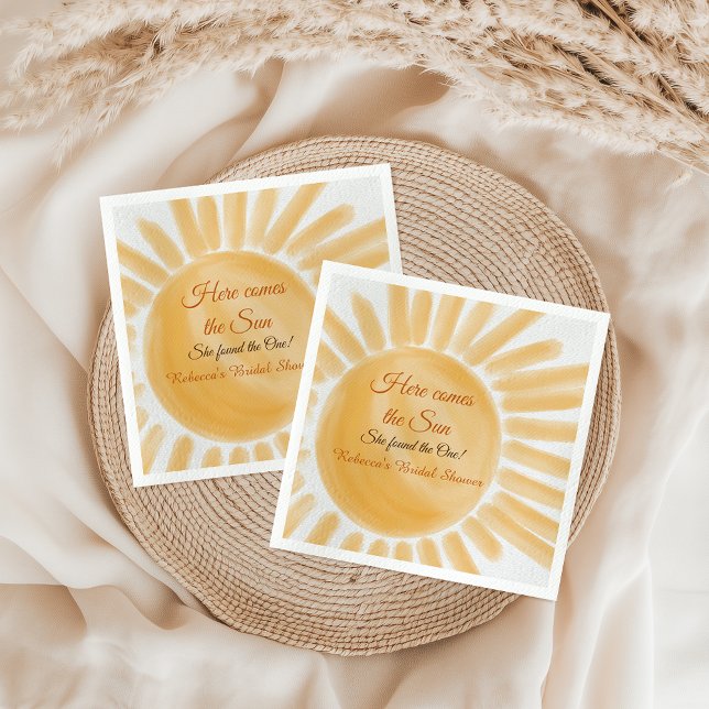 Serviette En Papier Voici la Fête des mariées Jaune Rayon Solaire (Créateur téléchargé)