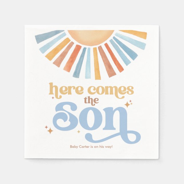 Serviette En Papier Voici Le Baby shower Fils Boho Boy (Devant)