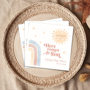 Serviette En Papier Voici le Baby shower Son Boho