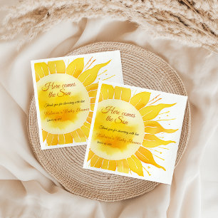 Serviette En Papier Voici le Baby shower Son Jaune soleil