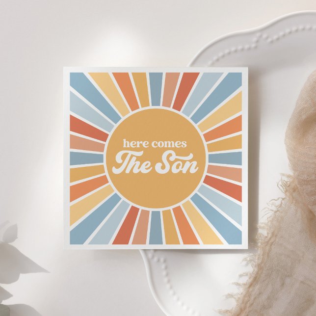 Serviette En Papier Voici le Baby shower Son Retro Sunshine Boy (Créateur téléchargé)