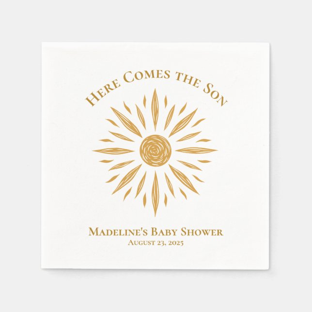 Serviette En Papier Voici Le Fils Personnalisé Baby shower Napkin (Devant)