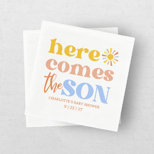 Serviette En Papier Voici venir le fils Baby Shower