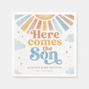 Serviette En Papier Voici venir le fils Boho Rétro Soleil Baby Shower