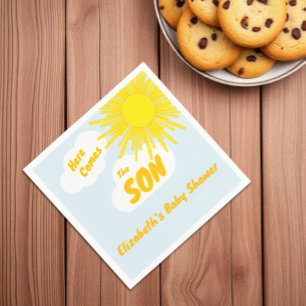Serviette En Papier Voici venir le fils Garçon Baby Shower