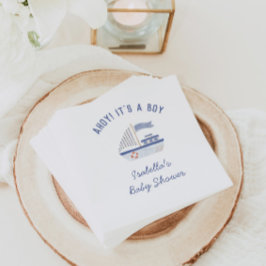 Serviette En Papier Voilier Ahoy ! C'est un Baby shower de garçon