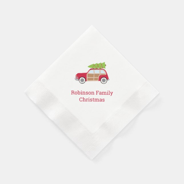 Serviette En Papier Voiture avec sapin de Noël Papier diagonal Napkin (Coin)
