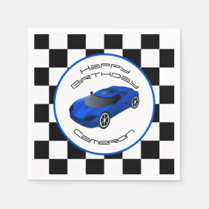 Serviette En Papier Voiture Blue Race   Fête d'anniversaire personnal