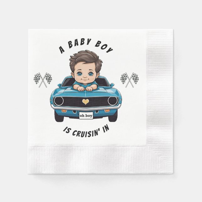 Serviette En Papier Voiture Classique Voiture Baby Boy Cruisin' Dans D (Devant)