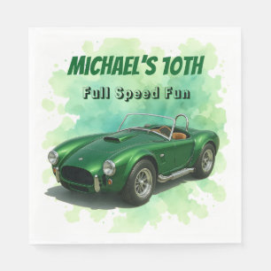 Serviette En Papier Voiture de course verte de fête d'anniversaire 10 
