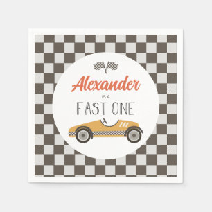 Serviette En Papier Voiture Fast One jaune Race Anniversaire