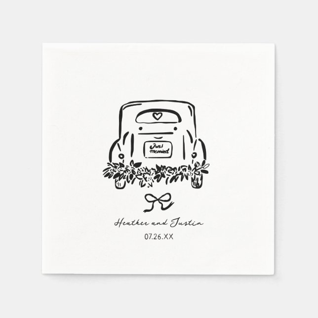 Serviette En Papier Voiture Mariée Favoris De Mariage Personnalisé (Devant)