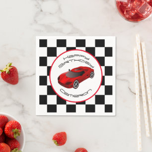 Serviette En Papier Voiture Red Race   Fête d'anniversaire personnali