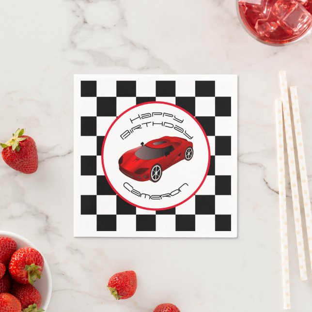Serviette En Papier Voiture Red Race | Fête d'anniversaire personnalis (En situation)