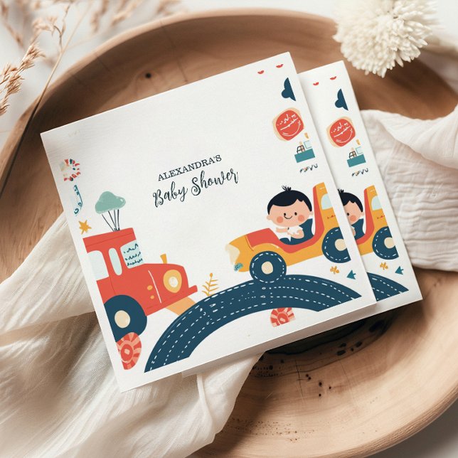 Serviette En Papier Voitures de divertissement Baby shower garçon (Créateur téléchargé)