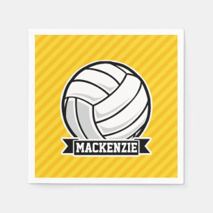 Serviette En Papier Volley-ball sur rayures jaunes