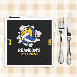 Serviette En Papier Volleyball Birthday Party | Blue & Yellow 