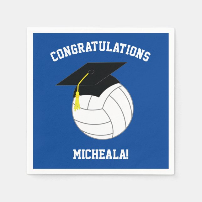 Serviette En Papier Volleyball Graduation Blue (Devant)