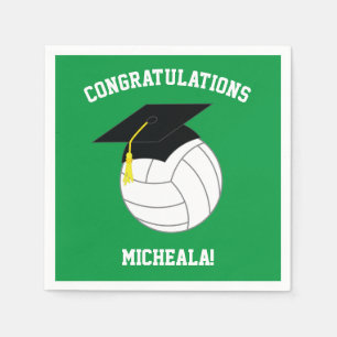 Serviette En Papier Volleyball Graduation Sports Green