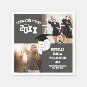 Serviette En Papier Volleyball Graduation Sports Grey