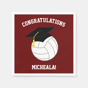 Serviette En Papier Volleyball Graduation Sports Maroon