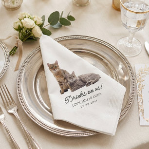 Serviette En Papier Vos Chats Animaux de Compagnie Photo Mariage Perso