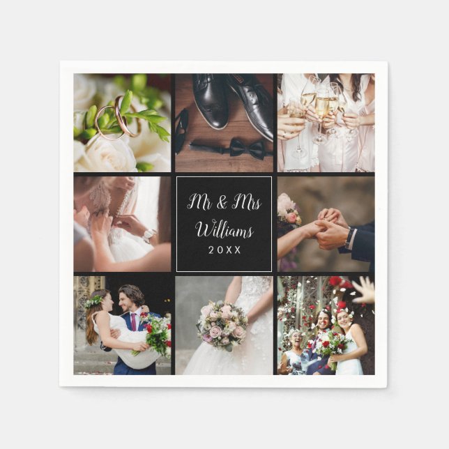 Serviette En Papier Vos huit photos Mariages préférées Collage (Devant)