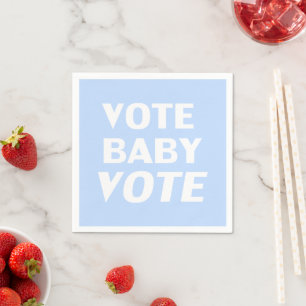 Serviette En Papier "vote bébé vote" livre blanc bleu clair