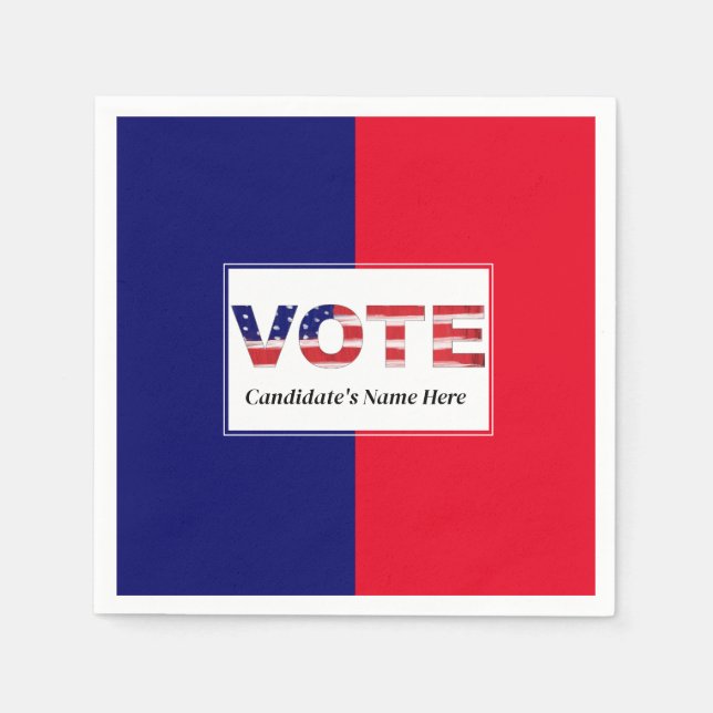 Serviette En Papier Vote Rouge/Bleu (Devant)