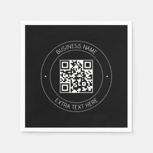 Serviette En Papier Votre code QR & Texte modifiable Noir & Blanc