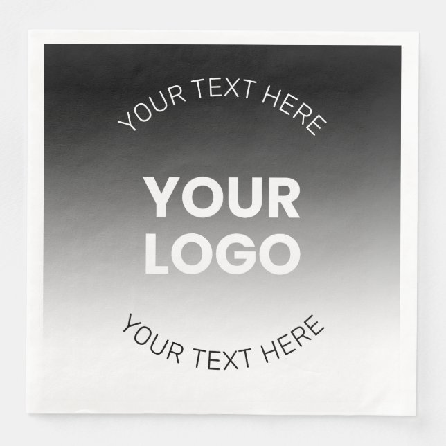 Serviette En Papier Votre logo | Dégradé noir & blanc moderne modifiab (Devant)
