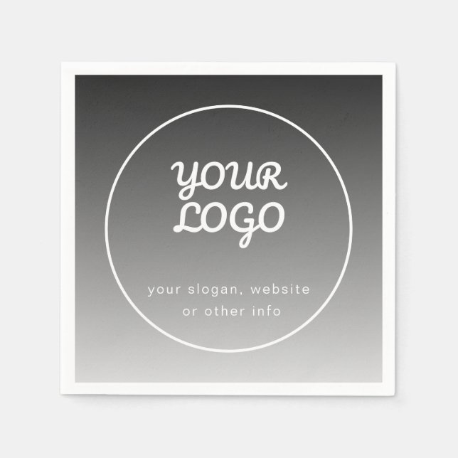 Serviette En Papier Votre logo et texte | Dégradé gris foncé (Devant)