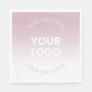 Serviette En Papier Votre logo   Moderne Dusty Rose & Blanc Ombre