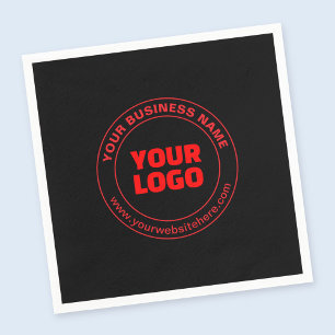 Serviette En Papier Votre logo ou image et texte modifiable, rouge ou
