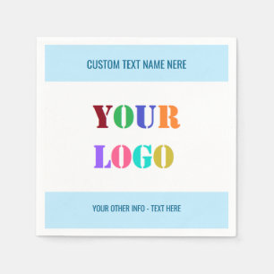 Serviette En Papier Votre logo ou photo texte personnalisé et couleurs
